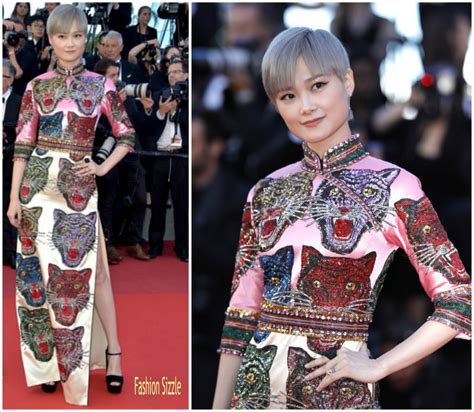 chris lee gucci cheongsam dress|Li Yuchun In Gucci At ‘Okja’ Cannes Film Festival Premiere.